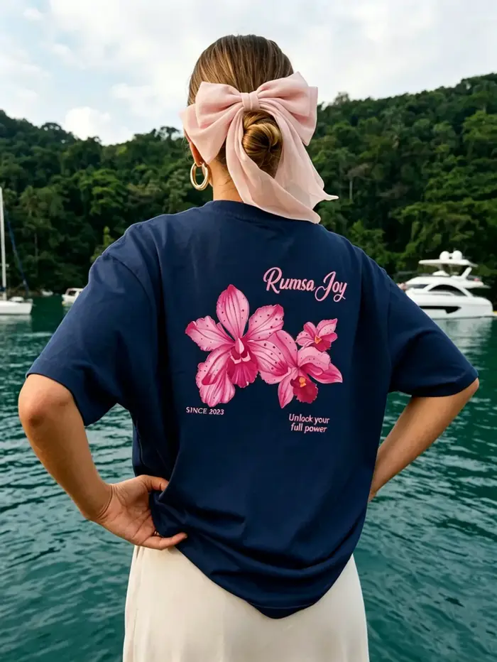 T-shirt femme imprimé de belles fleurs roses