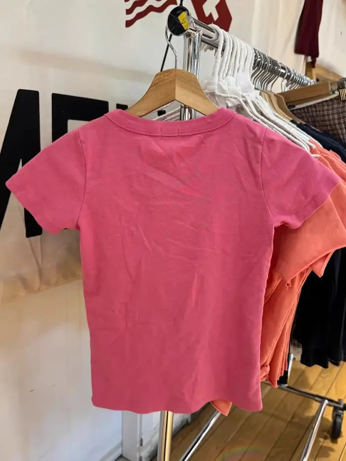 T-shirt col rond rouge rosé pour femme