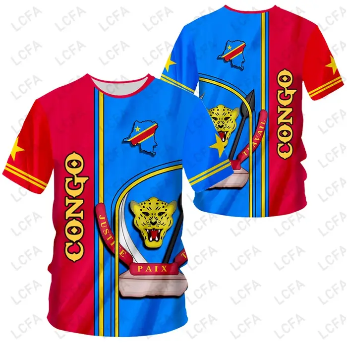Nom personnalisé numéro république démocratique du Congo drapeau emblème 3D T-shirt hommes femmes t-shirts maillot