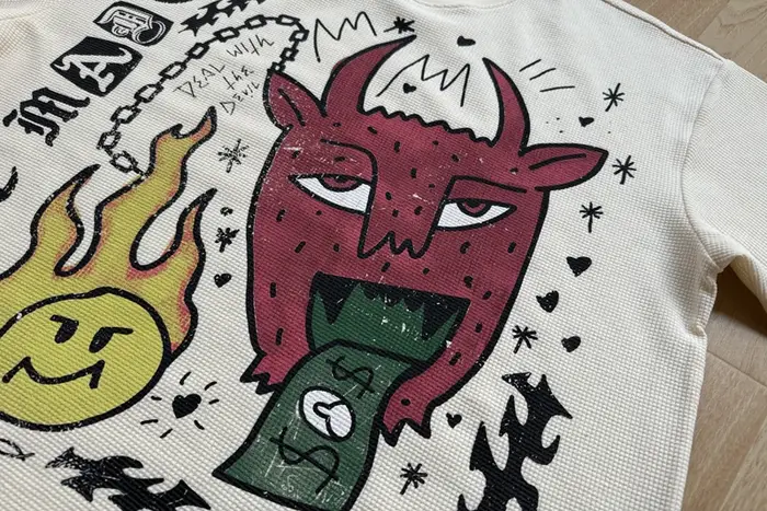 T-shirt décontracté à manches courtes imprimé dessin animé gaufré