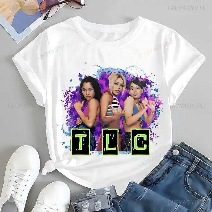 T-shirt imprimé vintage des années 90 du groupe TLC