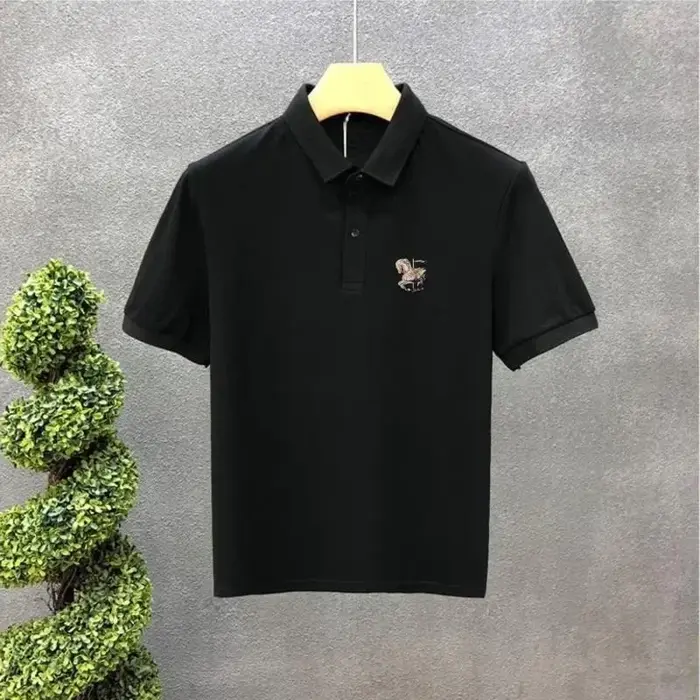 Hommes avec col T-shirt imprimé blanc col rond noir haute qualité luxe décontracté pas cher hauts Kpop vêtements en gros