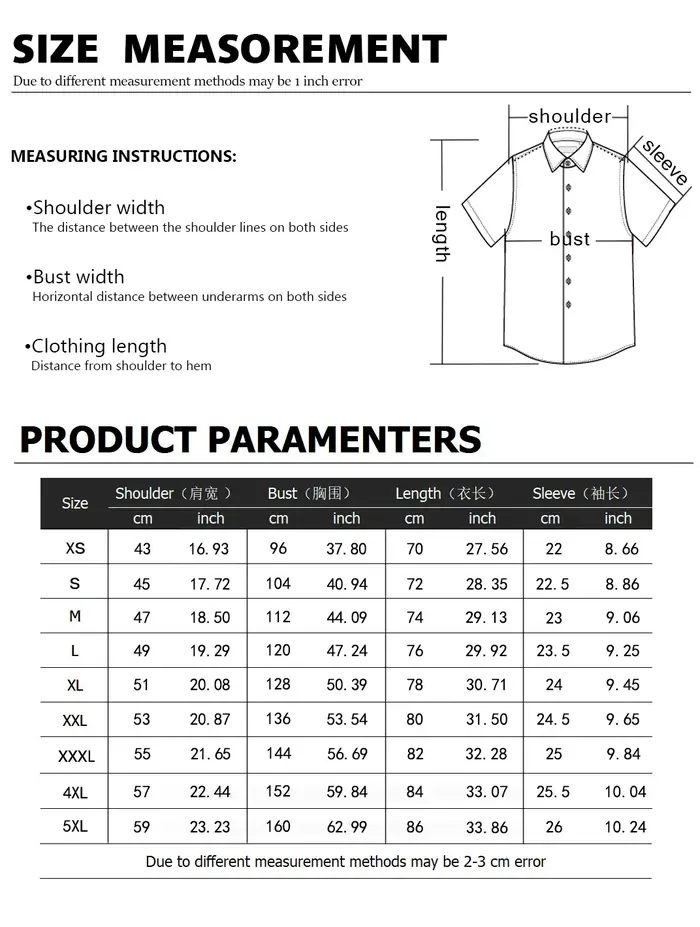 Chemise à manches courtes pour homme