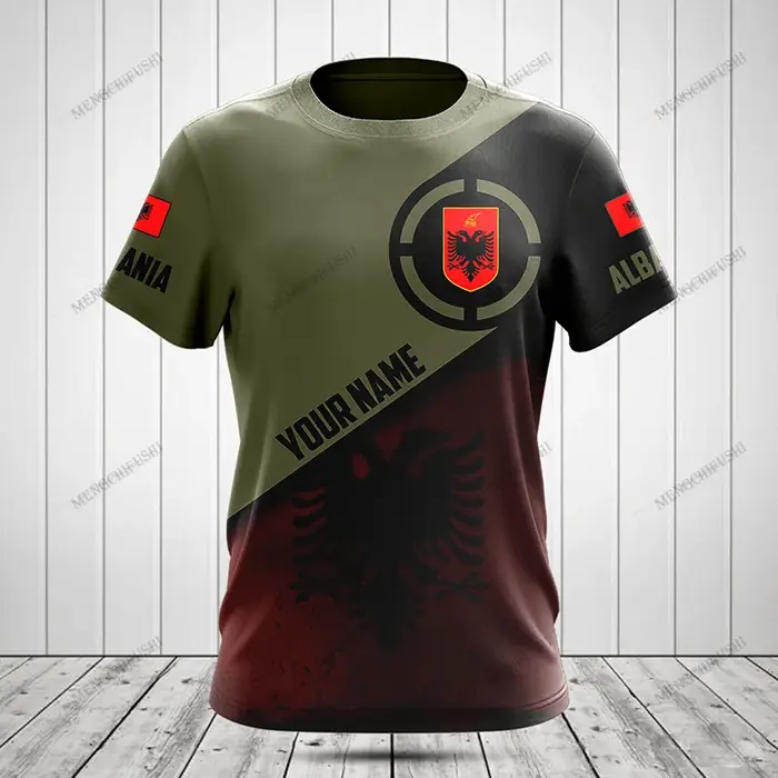 T-shirts graphiques personnalisés avec drapeau de l'Albanie