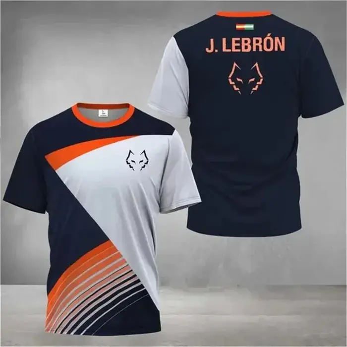 Été nouveaux hommes badminton et tennis de table dégradé rayé imprimé respirant col rond T-shirt en 