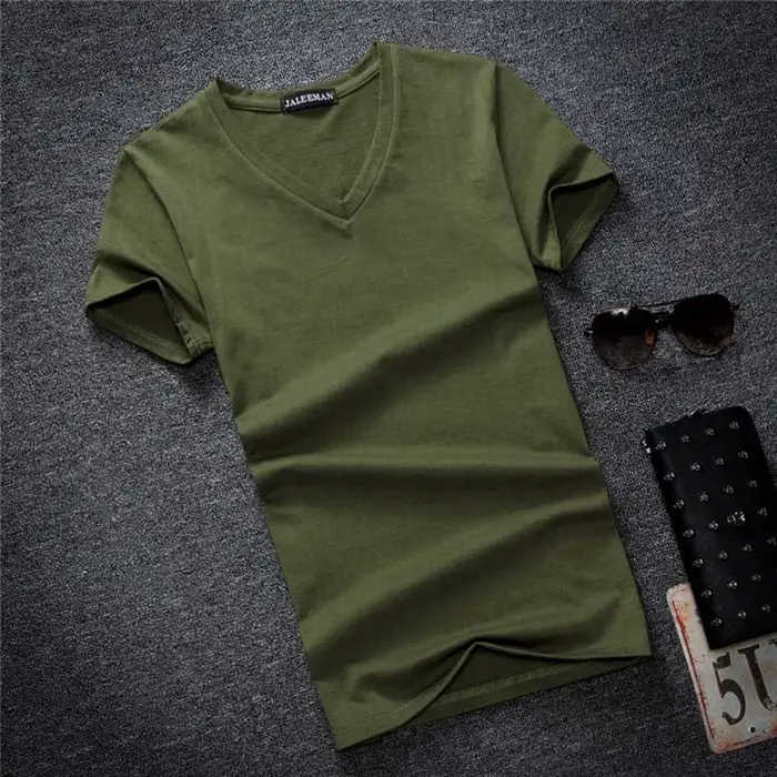T-Shirt à Manches Courtes et Col en V pour Homme