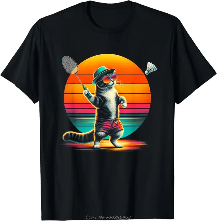 Chat volant Badminton T-shirt coupe drôle Kawaii T-shirt été Hip Hop Streetwear mode graphique T-shi
