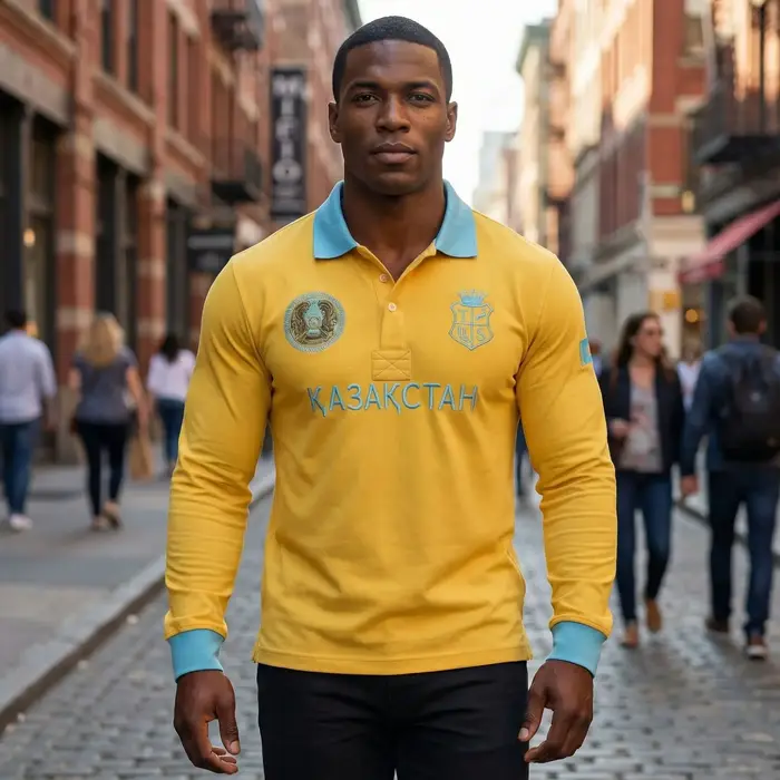Polo à manches longues pour homme en coton 100% vert