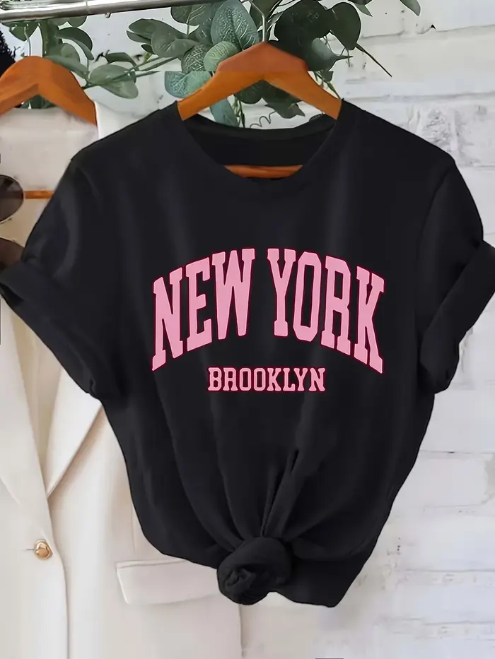 T-shirt tendance avec imprimé lettres New York Brooklyn