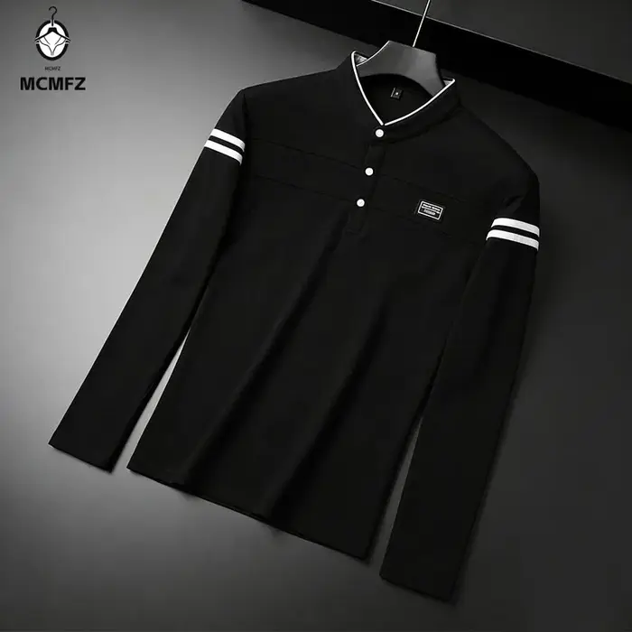 Polo à manches longues noir pour homme
