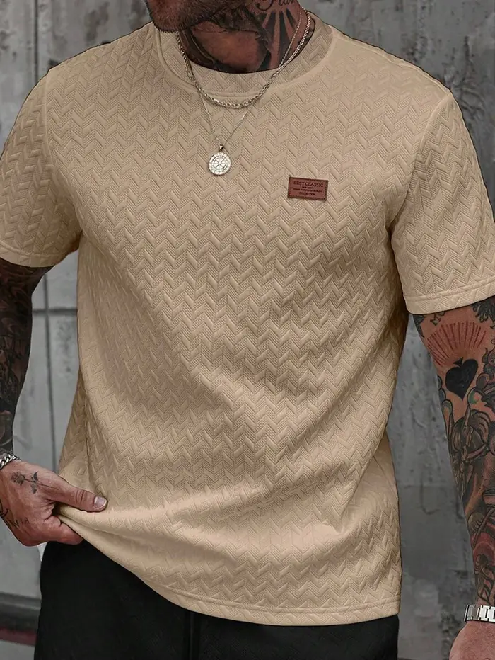 T-shirt jacquard à coupe classique pour homme