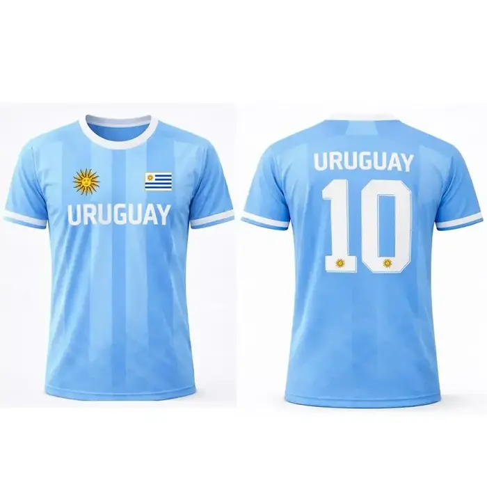 T-shirt unisexe Uruguay Sun Print en polyester respirant et confortable pour l'été