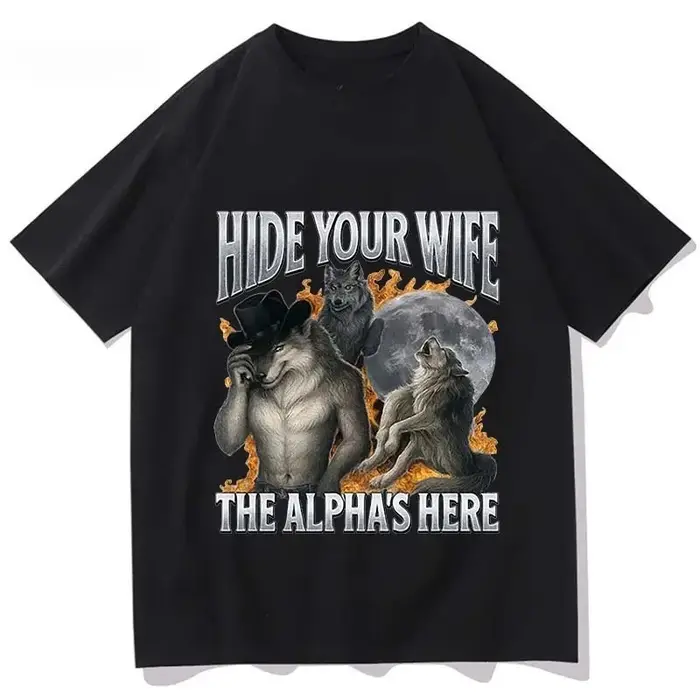 Cachez votre femme, l'alpha-lichien est en route ! T-shirt drôle avec motif de loup-garou, tendance,