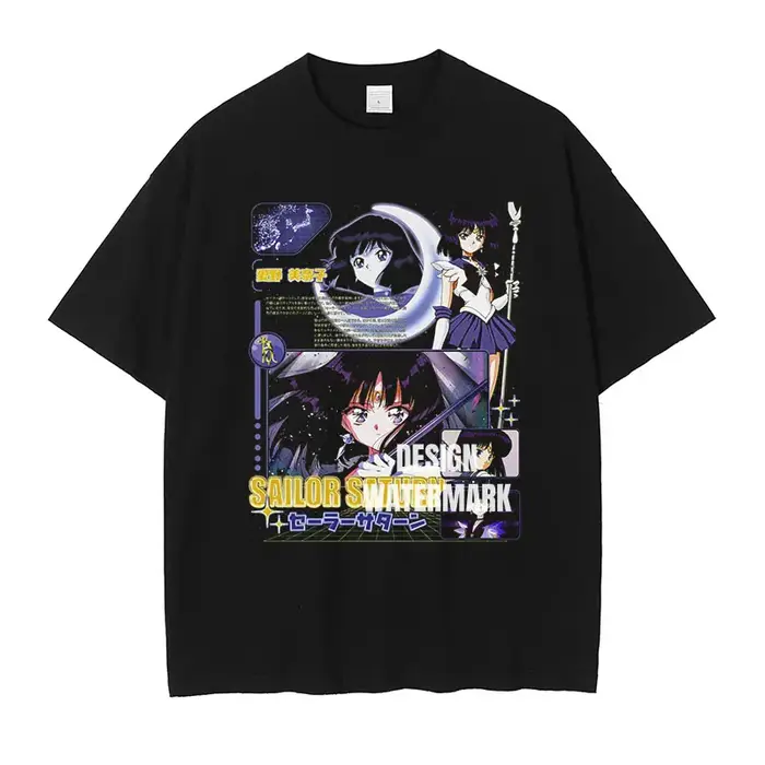 Bandai Anime s-sailor lune T-shirts Vintage lavé Michiru t-shirt Tsukino Rei Makoto Marina Usagi hauts