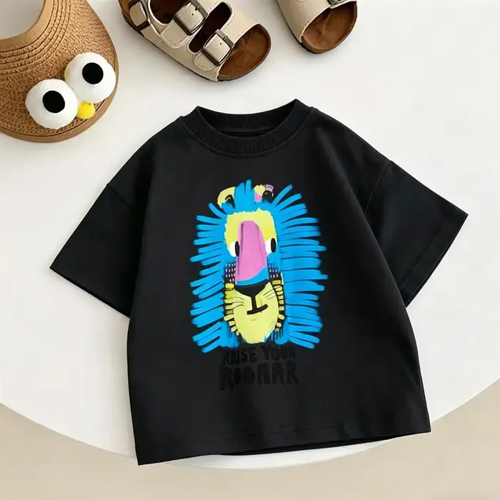 Vêtements d'été, hauts imprimés de dessins animés, 1 à 7 ans, t-shirt à col rond pour enfant, vêteme