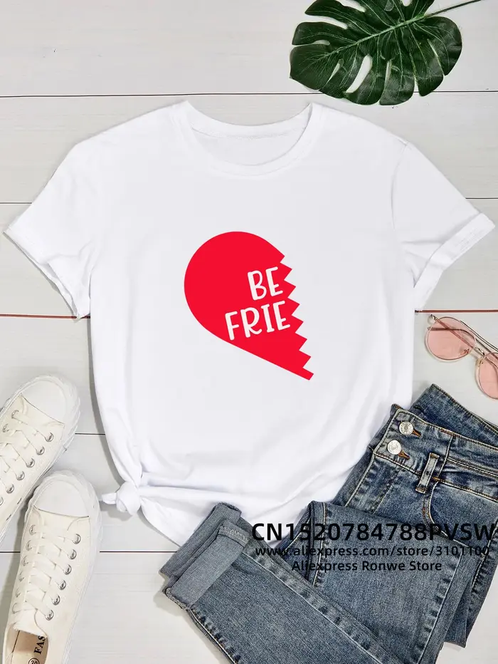 T-shirt en coton en forme de cœur pour femmes