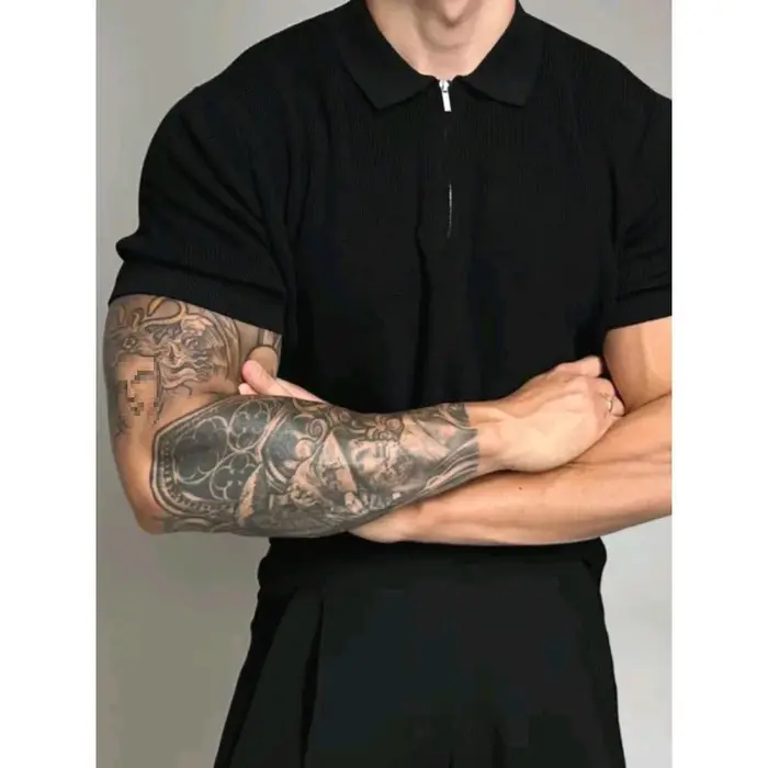 Polo tricoté décontracté à manches courtes pour homme