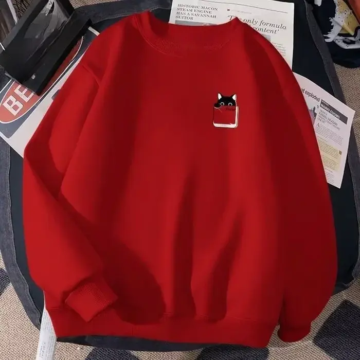 Petite boîte en papier chat noir imprimé M-8XL mâle trop résistant mode manches longues Couple vêtem