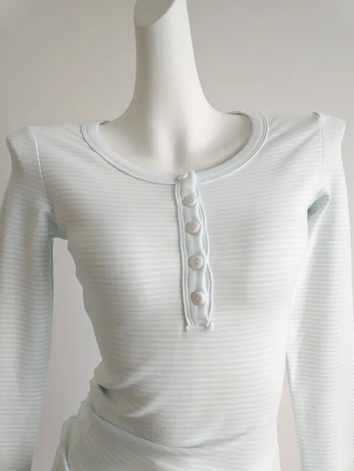 T-shirts rayés pour femmes, automne 2026, manches longues, t-shirts doux pour filles Ulzzang, tops m