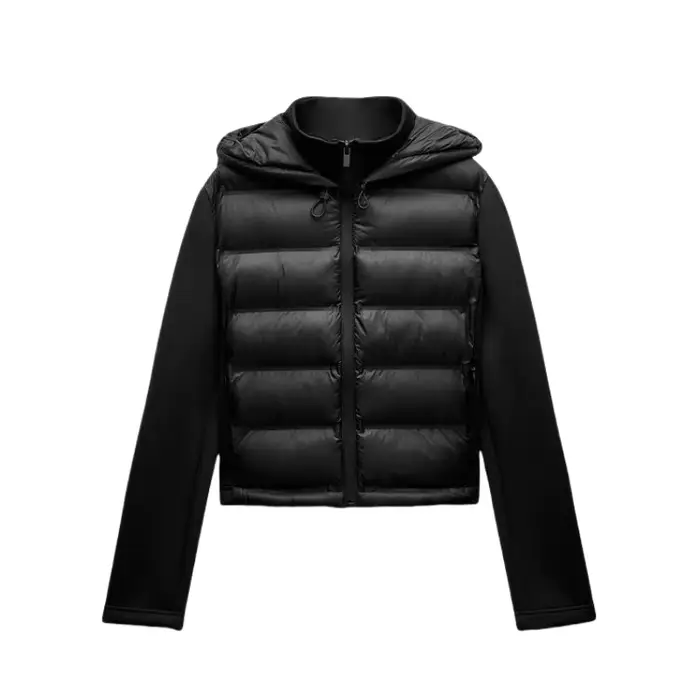 2025 hiver nouveauté doudoune chaude légère pour femme avec manches longues et manteau de sport à capuche avec fermeture