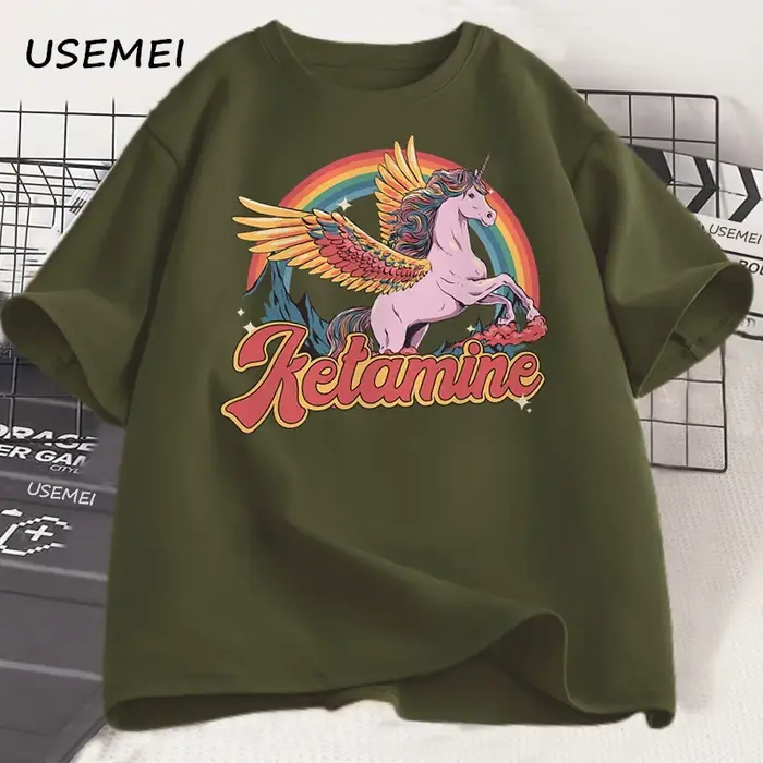 Drôle arc-en-ciel cheval T-Shirt décontracté coton à manches courtes Humor