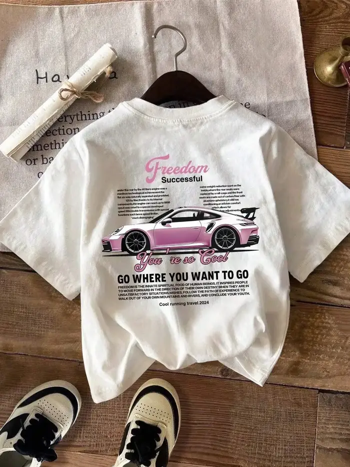 T-shirt imprimé voiture thème décontracté Streetwear unisexe femmes hommes haute qualité décontracté