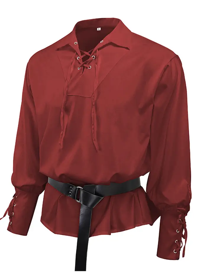 (Polo ample de style pirate médiéval vintage pour homme