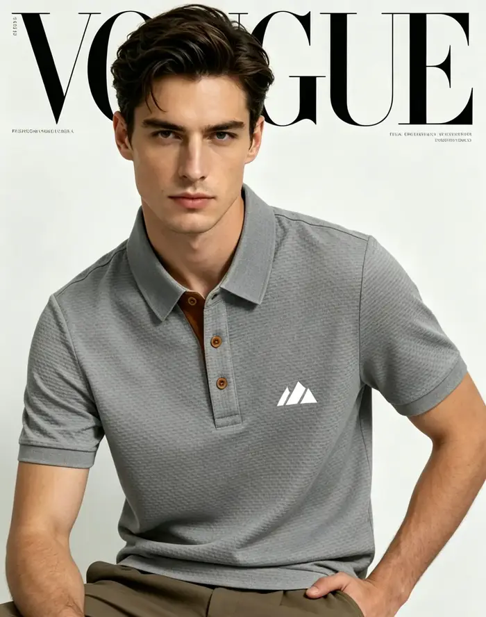 Polo jacquard pour homme avec logo en forme de montagne
