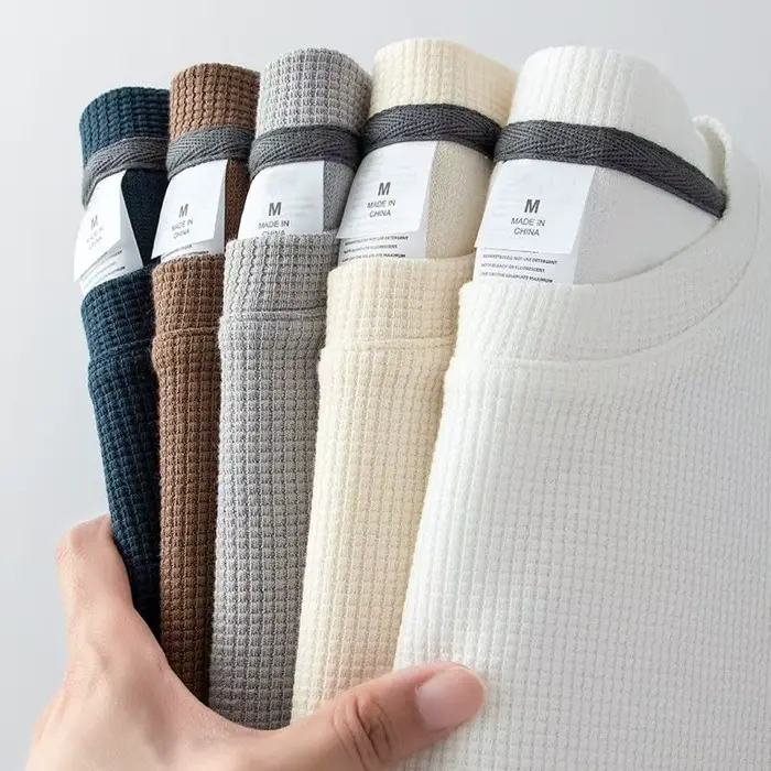 T-shirt gaufré à manches courtes pour hommes et femmes