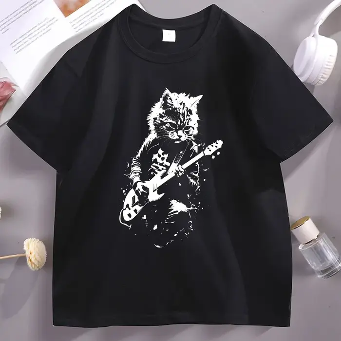 T-shirt Rock Cat Guitar