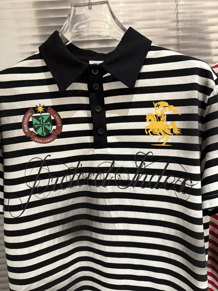 Soiled Stripe PROTOCOL Embroidery Warhorse T-shirt et Polos Homme Femme Noir Rouge Manches Courtes Haute Qualité à Col Revers
