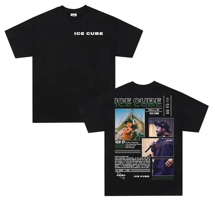 Rappeur Ice Cube Tour Album 2025 t-shirts graphiques hommes Hip Hop surdimensionné à manches courtes T-shirt mode haute