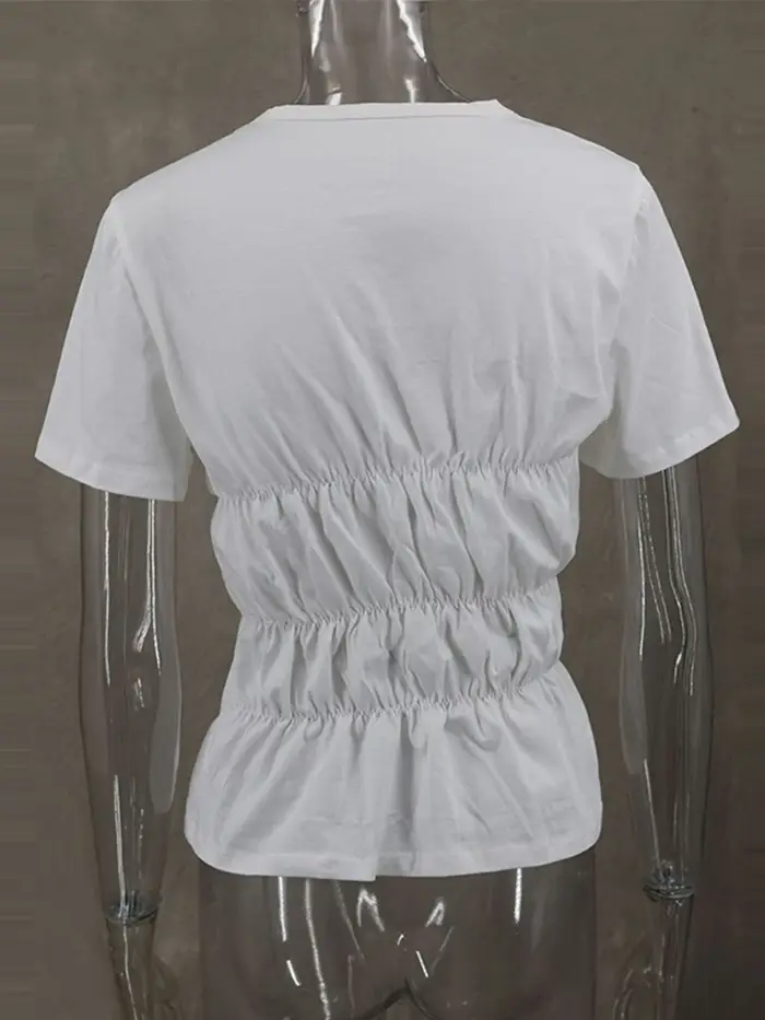 Chemise blanche froncée basique pour femme