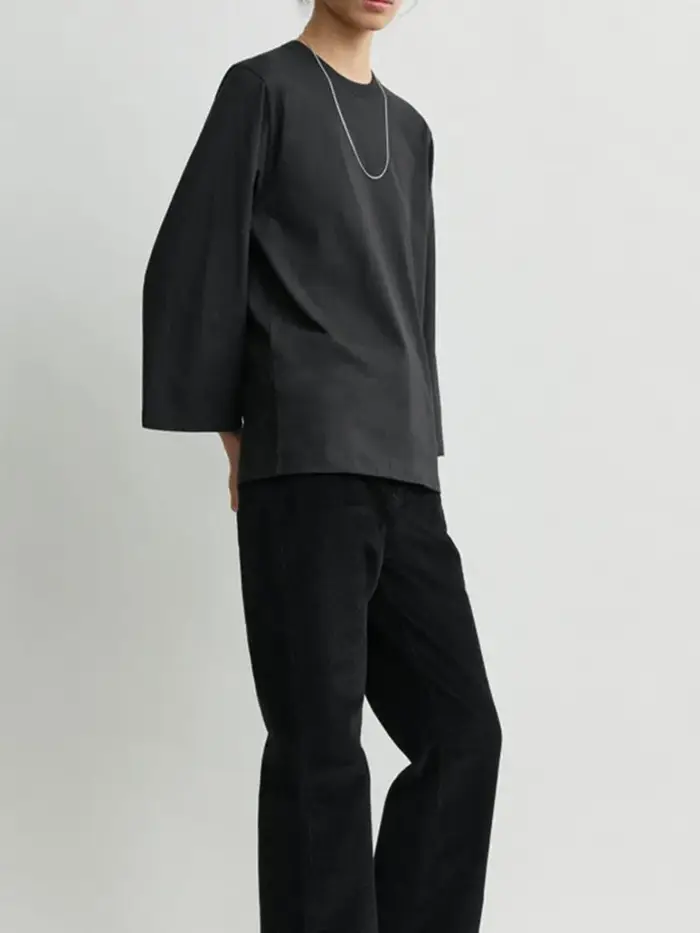T-shirt brodé à manches trois-quarts pour femme