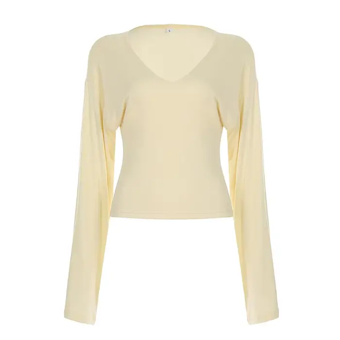 [RUOKE] Blouse élégante décontractée pour femme, coupe ajustée, col en V, manches longues, tenue de 