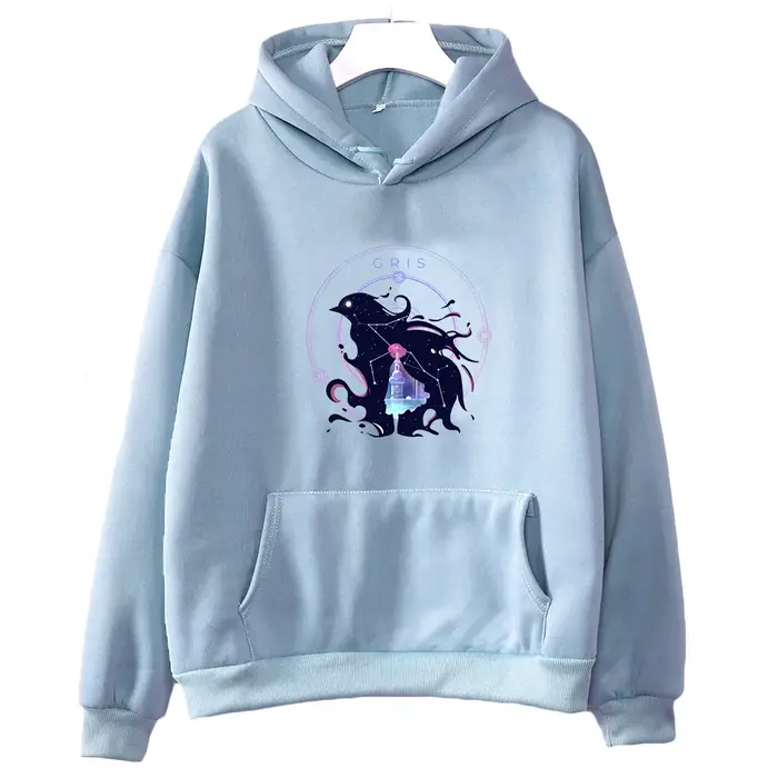 Gris Raven-Sweat-shirt à manches longues pour hommes et femmes