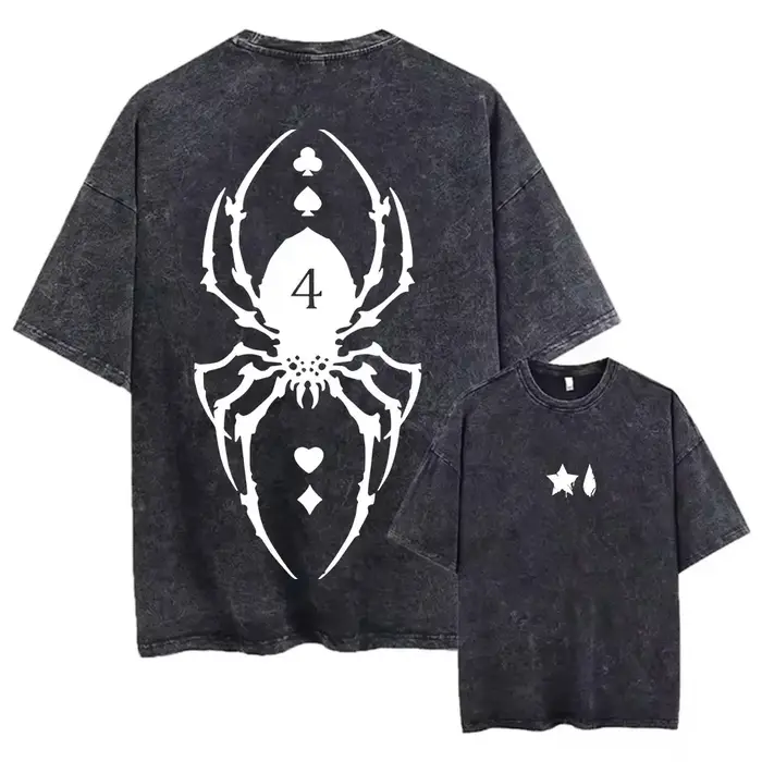 T-shirt délavé imprimé Anime japonais Hunter X Hunter