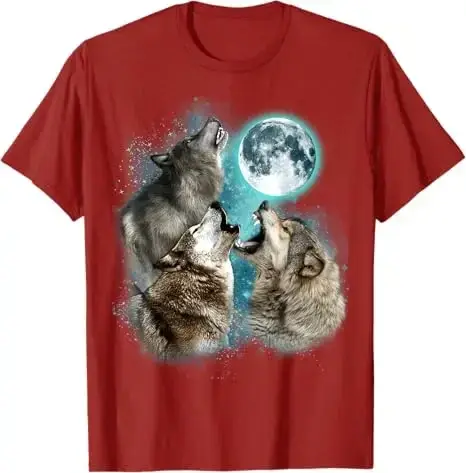 3 loup lune hurlant tête de loup loup drôle pour hommes femmes T-Shirt Humor drôle maman papa cadeau tenue graphique disant T-Shirt Y2k haut
