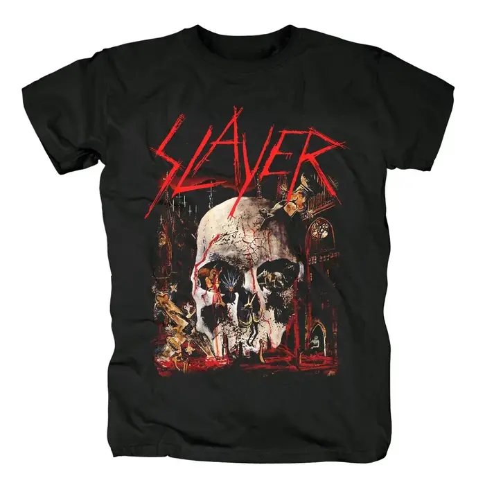 SLAYER T-shirt imprimé hommes surdimensionné Y2k rétro rue Hip Hop
