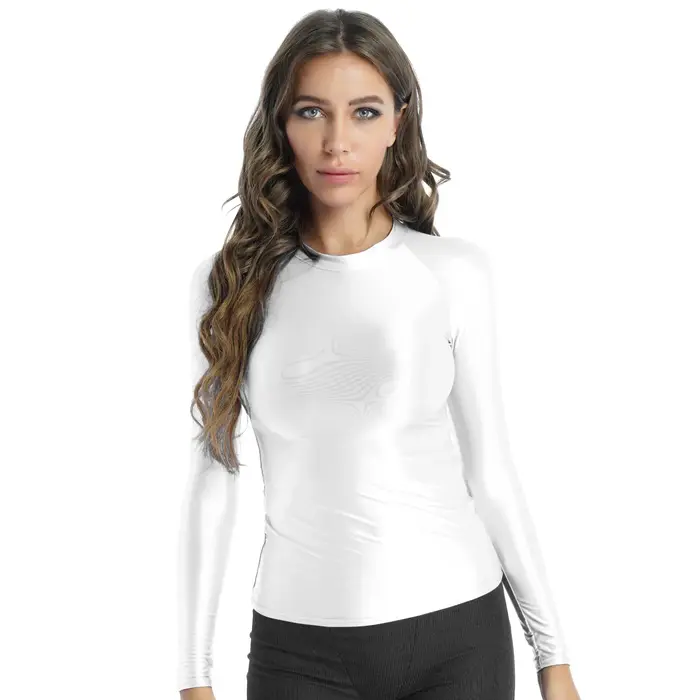 T-shirts brillants pour femmes t-shirt métallique brillant hauts Disco t-shirt mince Clubwear hauts