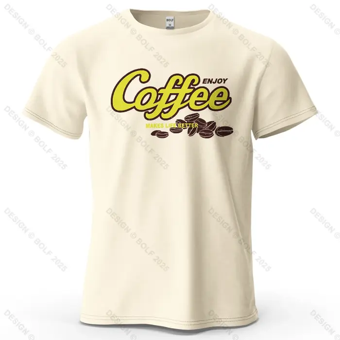 Café thème Slogan imprimé hommes T-Shirt 100% coton surdimensionné invité graphique pour femmes homm