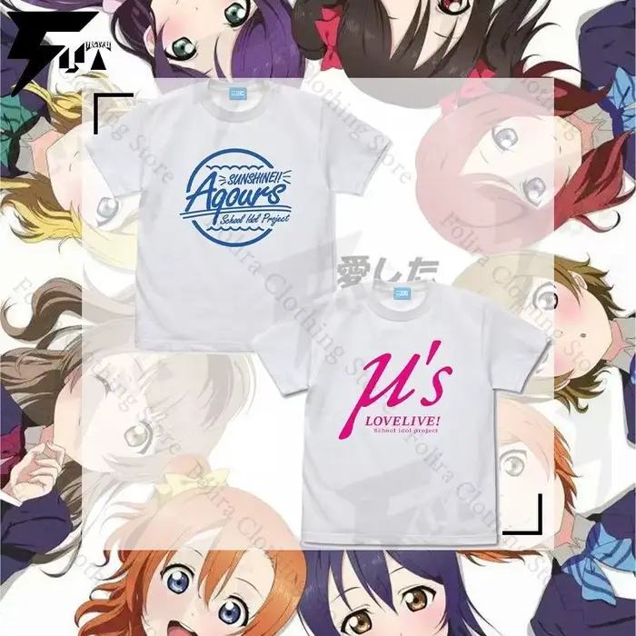 J'adore vivre! Soleil!! Aqours Liella! μ's T-shirt imprimé coton été hauts