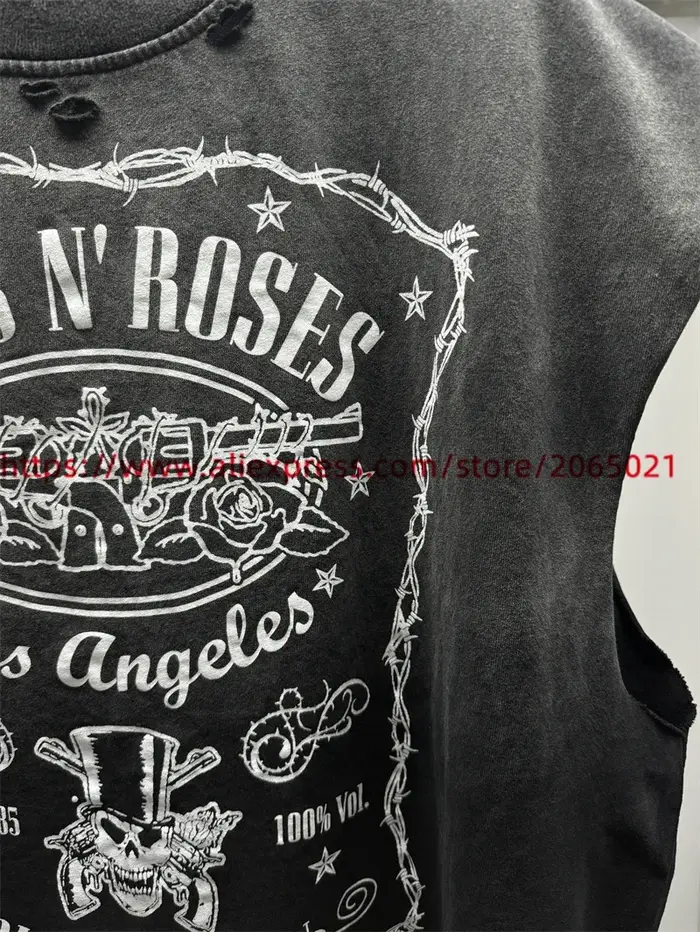 Vintage SAINT Guns N Roses lavé T-Shirts haute qualité sol sale Spray porté à la main débardeur t-shirt hauts