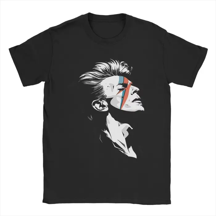 Nouveau T-shirt décontracté à manches courtes et col rond imprimé D-David's Bowied, unisexe, en pur 
