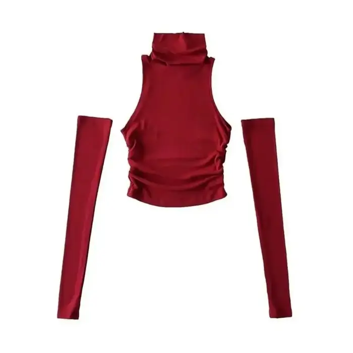 Mode Y2K col roulé jarretelle été plage solide Camisole débardeur