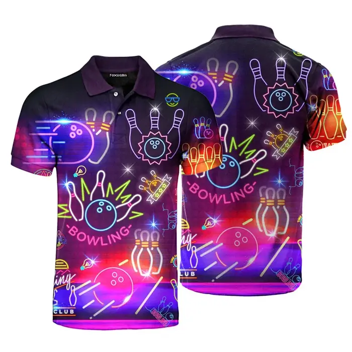 Polo de bowling imprimé léger coloré