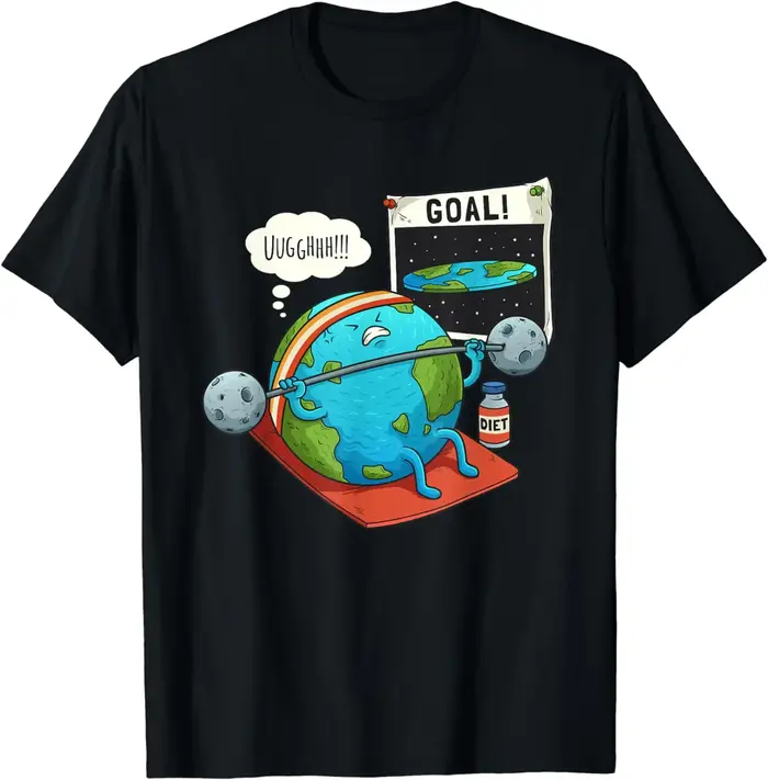 T-shirt amusant Flat Earth Fitness Goal pour hommes