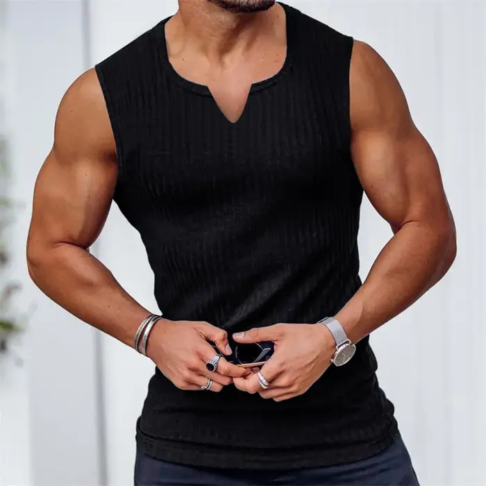 Chemise sans manches à col en V pour hommes