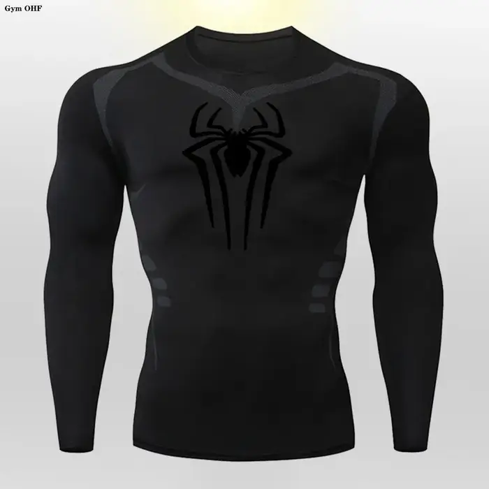 Spider-T-shirt de compression à manches longues pour homme, sweat-shirt à séchage rapide, collants d