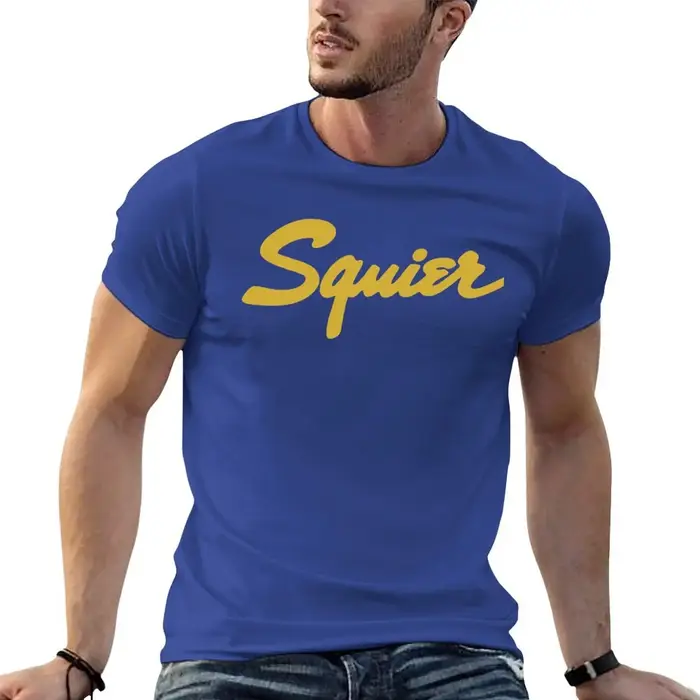 Squier-T-shirt graphique vintage personnalisé pour hommes, chemises bon marché